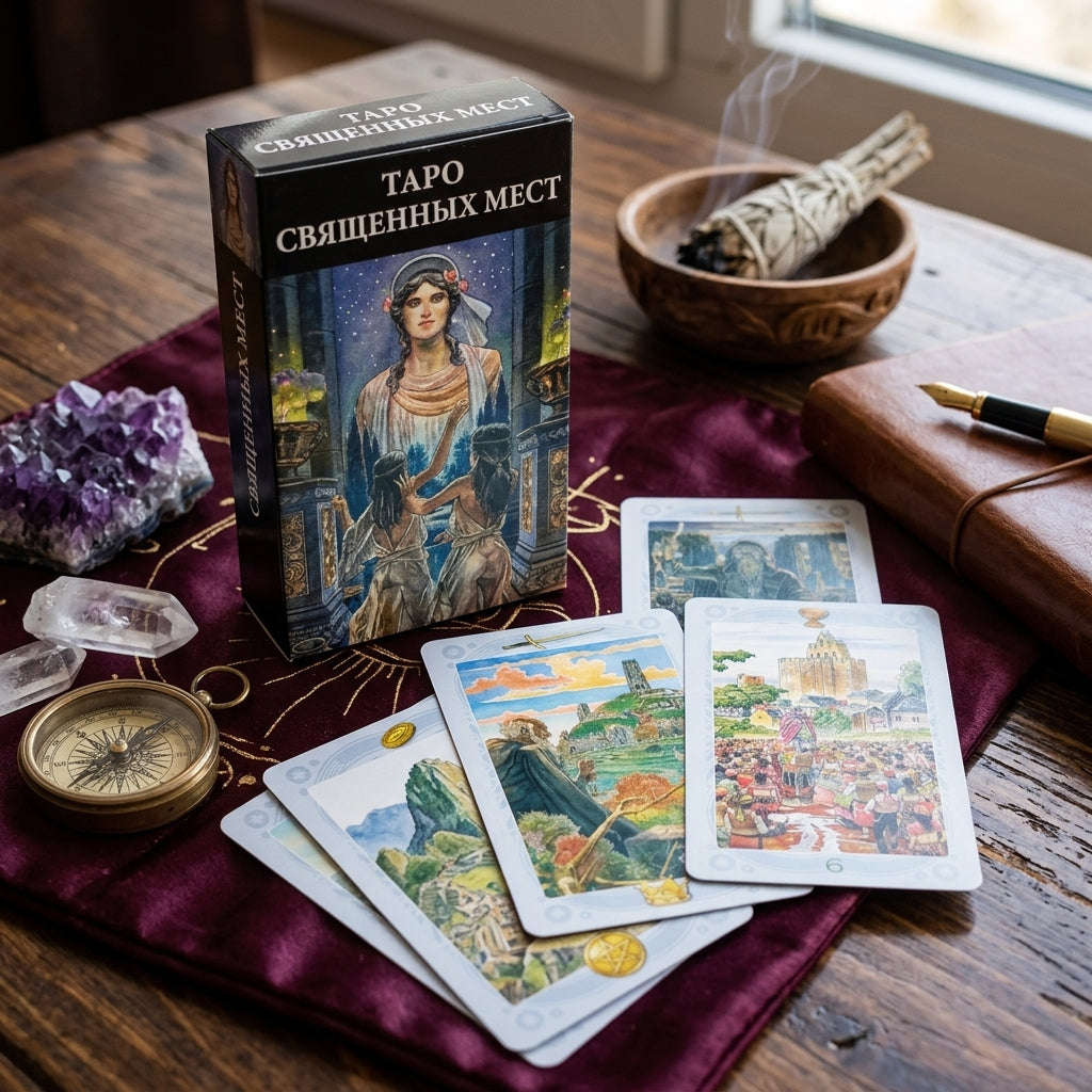 ✨ ТАРО СВЯЩЕННЫХ МЕСТ Russian Version Tarot Deck: 78 Cards Family Gathering Divination Game Cards Thai Blessing Co By RURUECHA