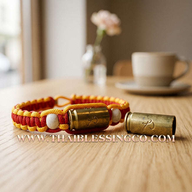 ✨🕉️ Sacred "Bullet Shell" Protection Takrut Bracelet – Maha Choke Maha Setthee Edition: Luang Pho Ap, Wat Thong Sai (2009 Exclusive) – The Ultimate Guardian Talisman for Invincibility, Extreme Wealth, and Absolute Safety
