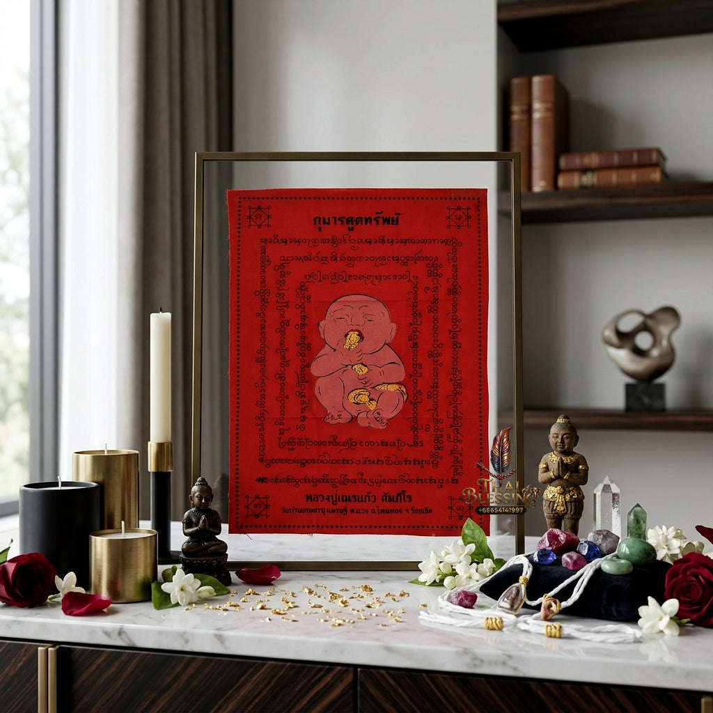 ✨👦💰 Sacred Celestial Youth Capital Catalyst Ynt Cloth - Luang Pu Nhen Kaeo 2011 Legacy Edition (14.5x10.5 Inches), Ultimate Inbound Traffic Generation & Liquidity Accumulation Matrix