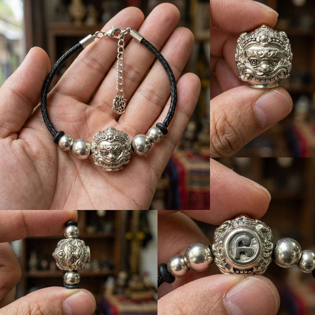 ✨🕉️ Sacred Enamel Alpaca "No Mo Srivijaya" Phra Rahu Alchemical Sphere (Luk Om) Bracelet The Ultimate Talisman for Modern Wealth, Fate Reversal, and Radiant Southern Prosperity!