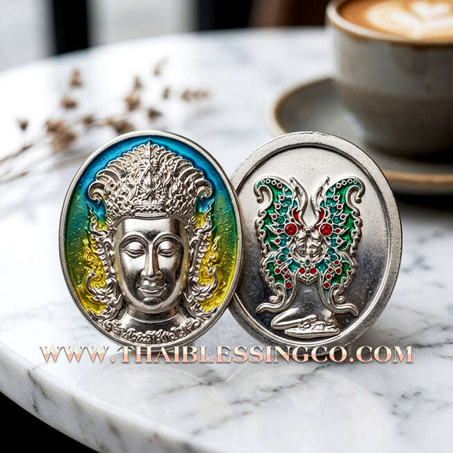 🦋 Sacred "Enamel Butterfly Masterpiece" (Rian Long Ya) – King of Sarika Heritage: Kruba Krissana, Weruwan Forest Monastery (2014) – The Ultimate Talisman for Global Charisma, Divine Attraction, and Unstoppable Wealth Expansion!