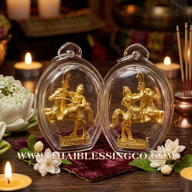 🏮 Sacred "God Guan Yu" (God of War & Loyalty) – Gold-Plated Samrit: Song Nam 57 Edition by Luang Pu Khi, Wat Si Lamyong (2014) – Now Professionally Encased in a Waterproof Frame for Absolute Authority and Unshakable Protection!