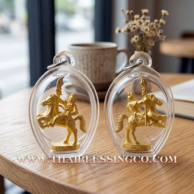🏮 Sacred "God Guan Yu" (God of War & Loyalty) – Gold-Plated Samrit: Song Nam 57 Edition by Luang Pu Khi, Wat Si Lamyong (2014) – Now Professionally Encased in a Waterproof Frame for Absolute Authority and Unshakable Protection!