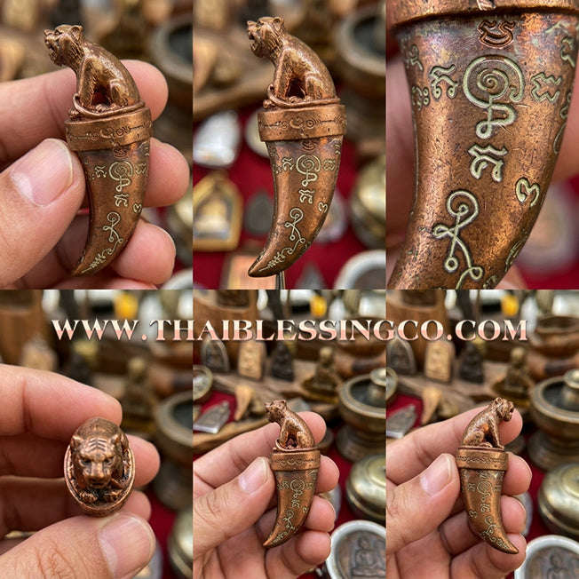 🐯 Sacred Khiao Suea "Sakot Phut Tha Khom": Authentic Thai Satta-Alloy Tiger Fang for Absolute Authority & Wealth by Luang Pu Reo (2016)