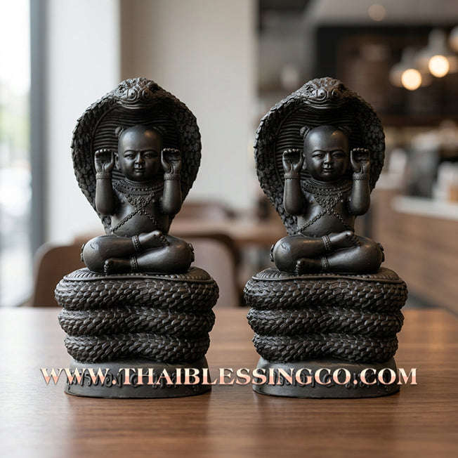 🔥 Sacred "Kuman Thong 4 Maha Phut" (The Four Elemental Spirits) – Obsidian Black Altar Edition: Luang Phor Khlaew, Wat Ruang Wet Mongkhon (2025) – The Ultimate Engine for Absolute Wealth, Sovereign Command, and Unstoppable Life Elevation!