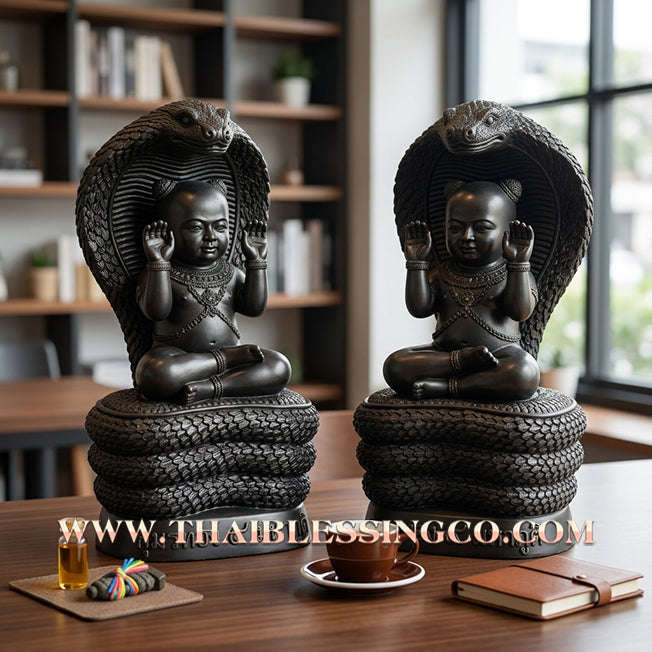 🔥 Sacred "Kuman Thong 4 Maha Phut" (The Four Elemental Spirits) – Obsidian Black Altar Edition: Luang Phor Khlaew, Wat Ruang Wet Mongkhon (2025) – The Ultimate Engine for Absolute Wealth, Sovereign Command, and Unstoppable Life Elevation!
