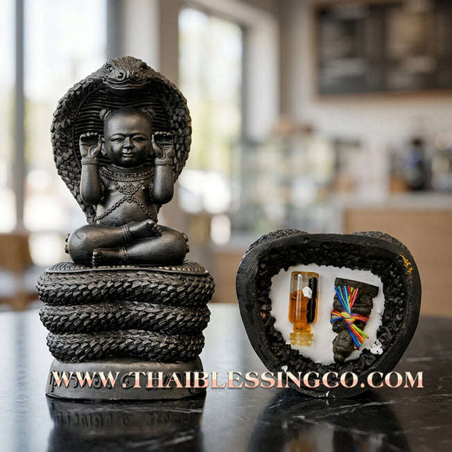 🔥 Sacred "Kuman Thong 4 Maha Phut" (The Four Elemental Spirits) – Obsidian Black Altar Edition: Luang Phor Khlaew, Wat Ruang Wet Mongkhon (2025) – The Ultimate Engine for Absolute Wealth, Sovereign Command, and Unstoppable Life Elevation!