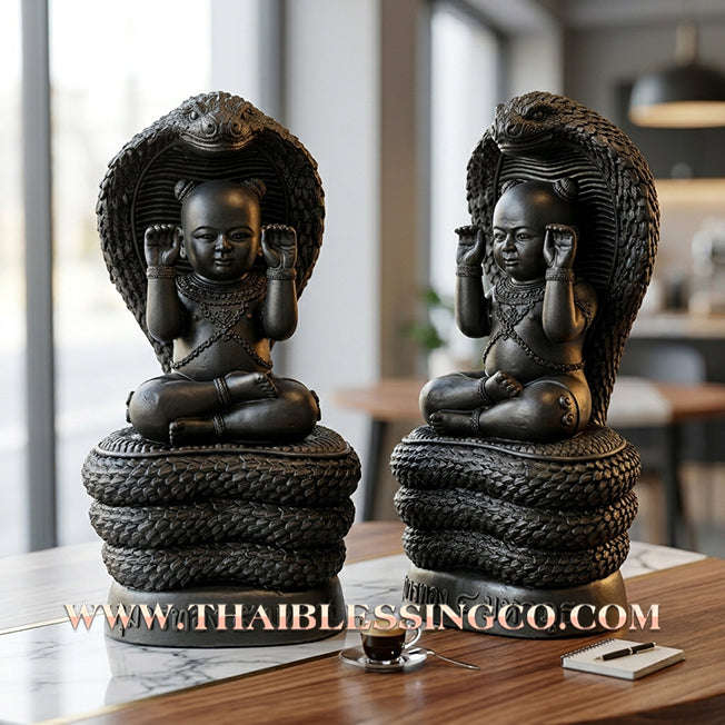 🔥 Sacred "Kuman Thong 4 Maha Phut" (The Four Elemental Spirits) – Obsidian Black Altar Edition: Luang Phor Khlaew, Wat Ruang Wet Mongkhon (2025) – The Ultimate Engine for Absolute Wealth, Sovereign Command, and Unstoppable Life Elevation!