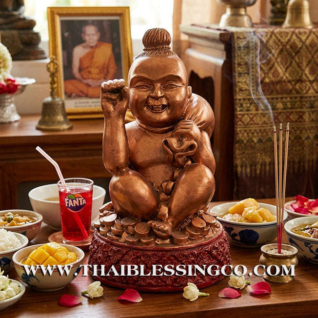 👦 Sacred "Kuman Thong" (The Golden Boy Spirit) – Prosperity Resin Altar Edition: Luang Por Klaew, Wat Ruang Wet Mongkhon (2014) – The Divine Engine for Commercial Dominance, Radiant Luck, and Unstoppable Life Elevation!
