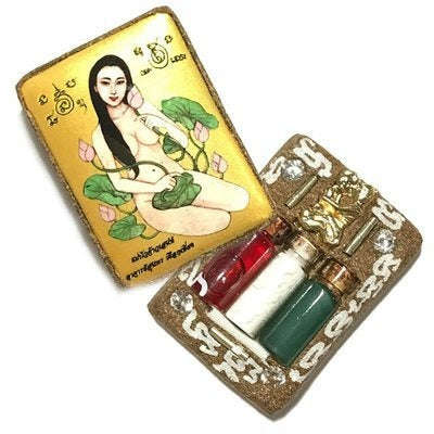 ✨ Sacred Locket Mae Bua Chao Sane (Bua Bangbai) - Gold Masterpiece Edition with Charm Takrud, Cemetery Wax & Maha Sane Herbs (2561 BE by Ajarn Suntorn Phueak Tiang) - Ultimate Seduction, Romantic Success & Wealth Magnet