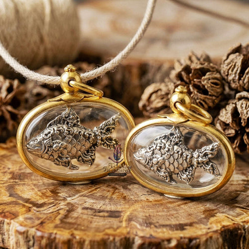 Sacred Lucky Carp Wealth Attraction Amulet (White Gold) – Luang Pu Maen Thai Blessing Co By RURUECHA