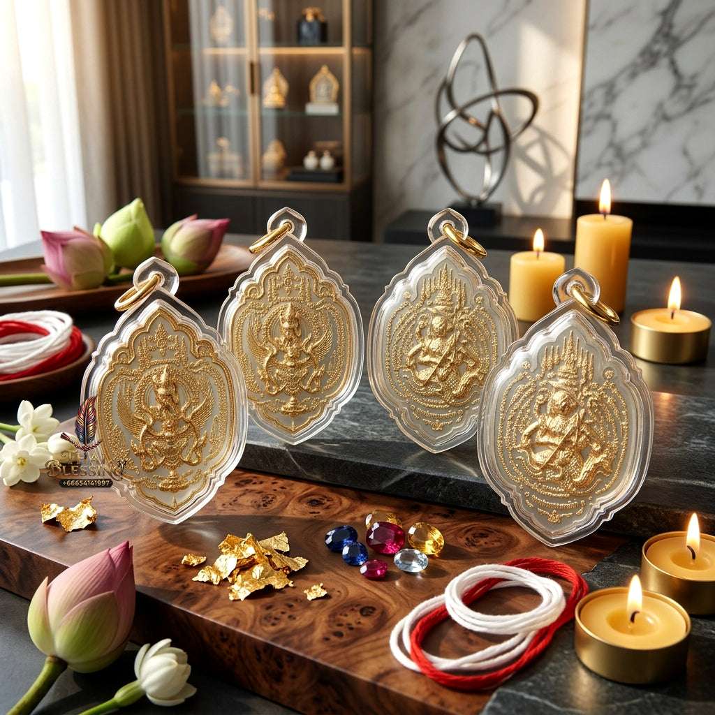 🛡️ Sacred "Narai Song Krut" (Vishnu Riding Garuda) & Hanuman Amulet: Alpaca Silver Edition, Blessed by Luang Phor Phian, Wat Kern Gathin (2011) Thai Blessing Co By RURUECHA