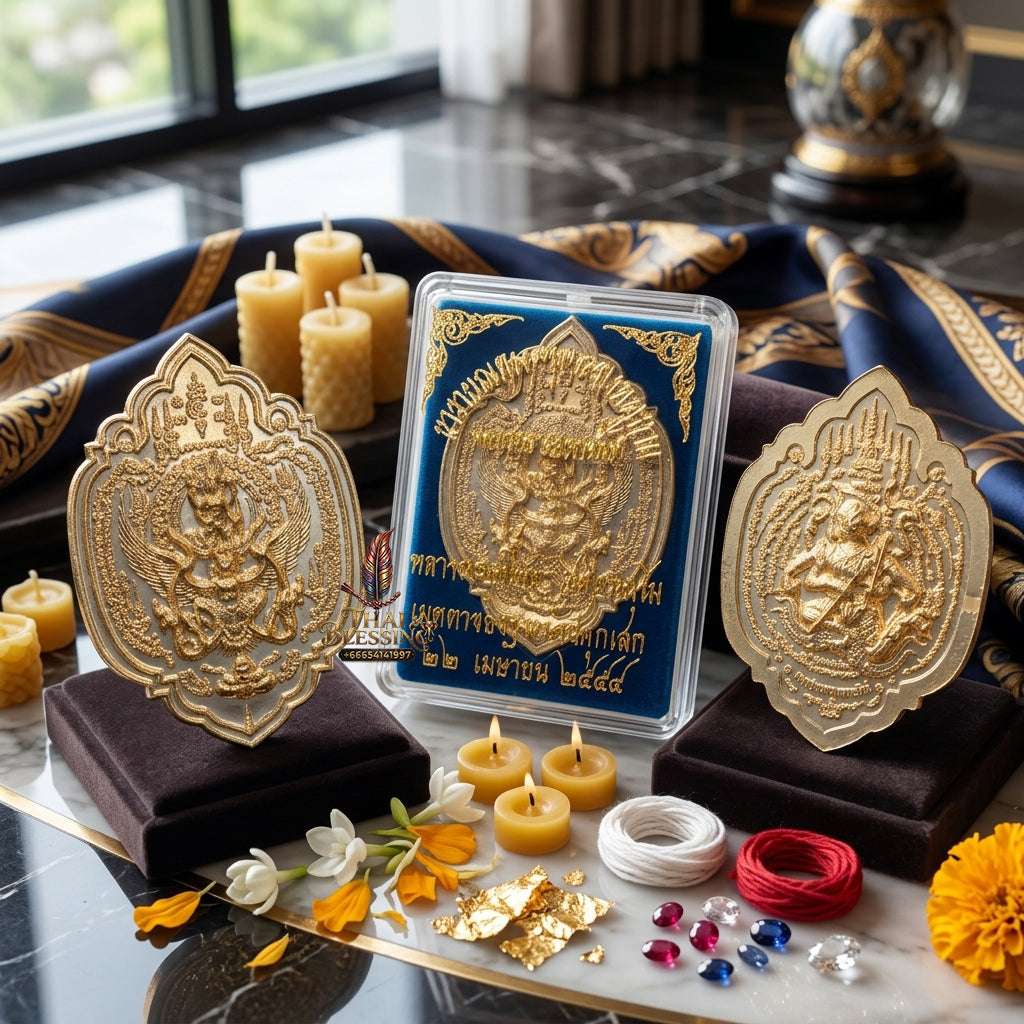 🛡️ Sacred "Narai Song Krut" (Vishnu Riding Garuda) & Hanuman Amulet: Alpaca Silver Edition, Blessed by Luang Phor Phian, Wat Kern Gathin (2011) Thai Blessing Co By RURUECHA