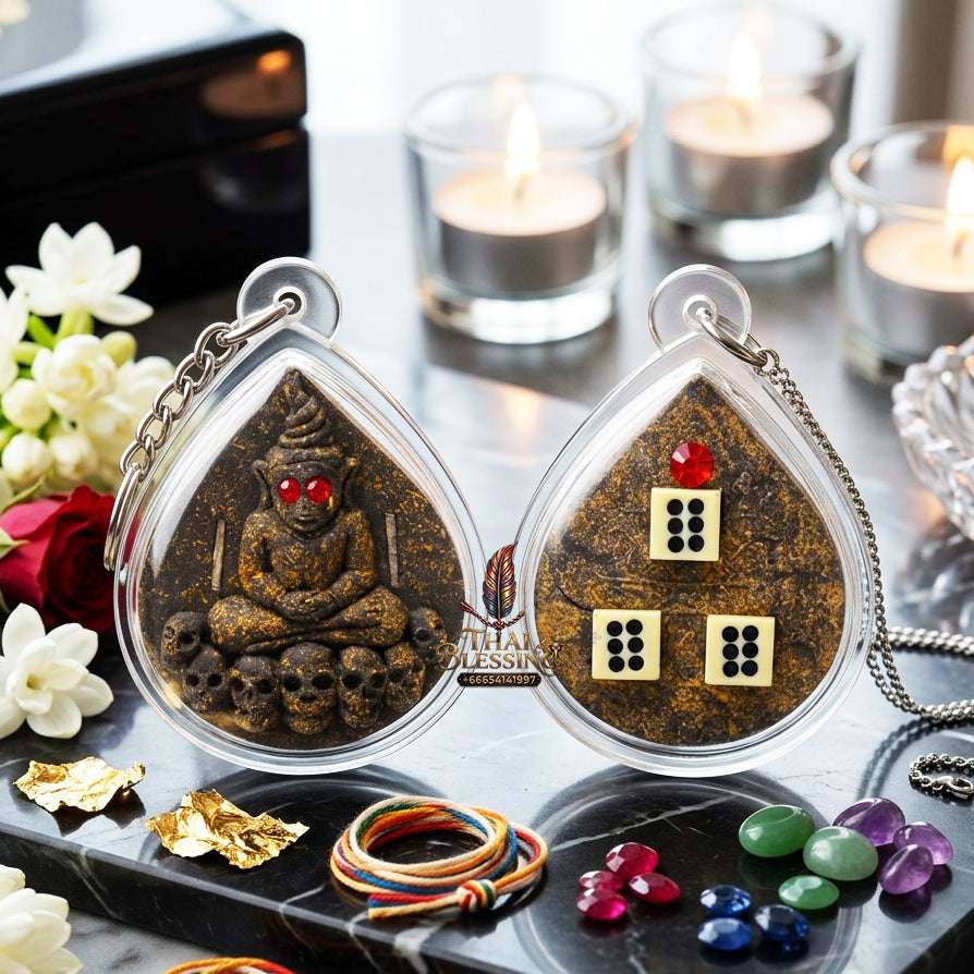 👻 Sacred "Ngang" (Love & Luck Spirit): Special Edition with Embedded Dice (Back) – Consecrated by Luang Pho Sam Chai, Wat Don Kradi (2014) Thai Blessing Co By RURUECHA