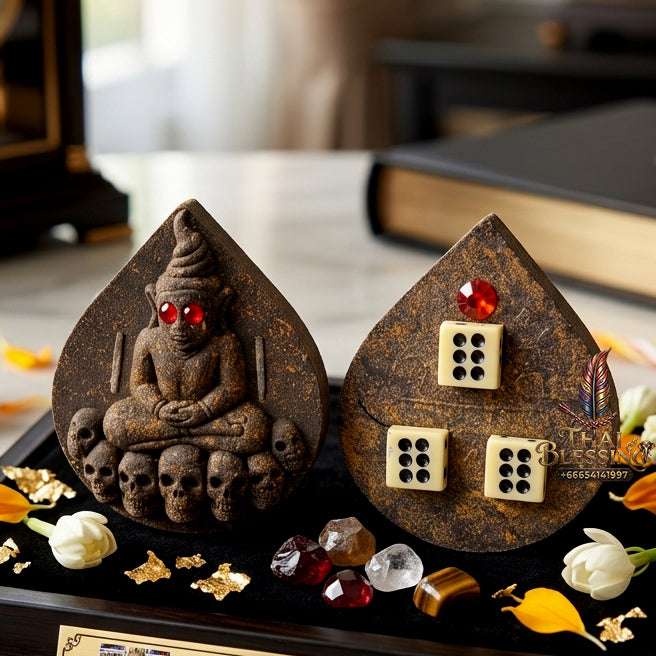 👻 Sacred "Ngang" (Love & Luck Spirit): Special Edition with Embedded Dice (Back) – Consecrated by Luang Pho Sam Chai, Wat Don Kradi (2014) Thai Blessing Co By RURUECHA