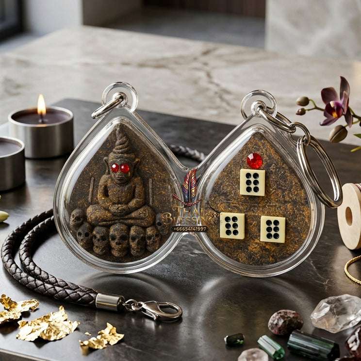 👻 Sacred "Ngang" (Love & Luck Spirit): Special Edition with Embedded Dice (Back) – Consecrated by Luang Pho Sam Chai, Wat Don Kradi (2014) Thai Blessing Co By RURUECHA