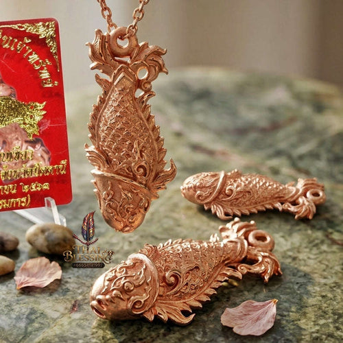 Sacred Palad Khik Pla Wealth Attraction Amulet (Pink Gold) – Pho Than Khiao BE 2563 Thai Blessing Co By RURUECHA