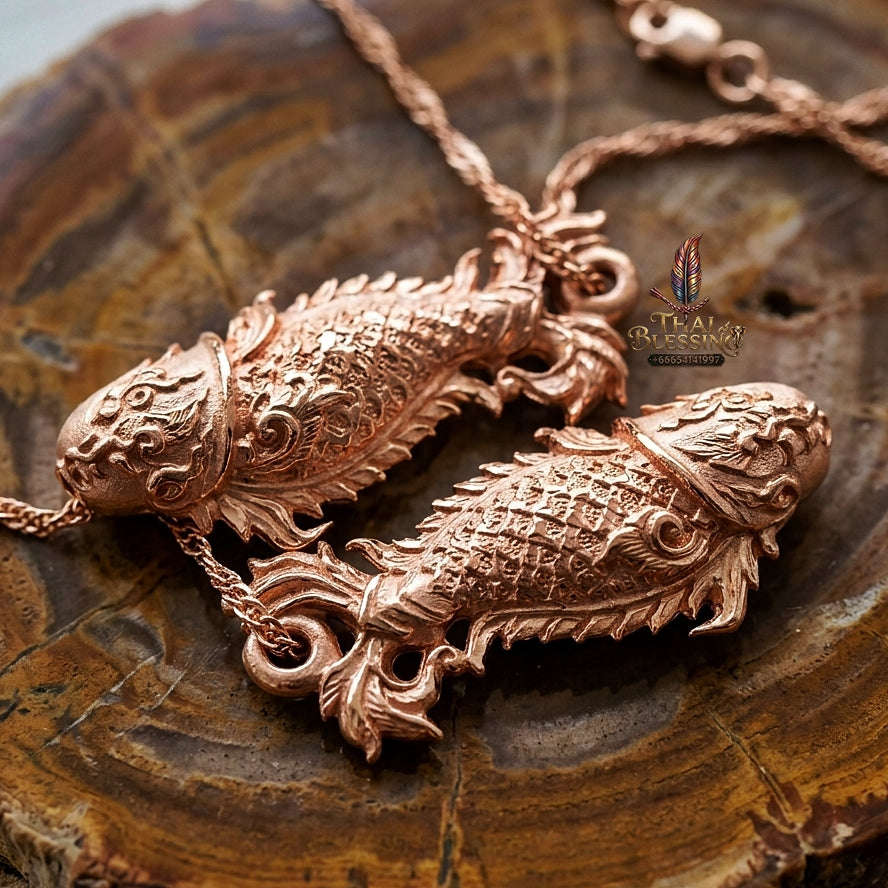 Sacred Palad Khik Pla Wealth Attraction Amulet (Pink Gold) – Pho Than Khiao BE 2563 Thai Blessing Co By RURUECHA