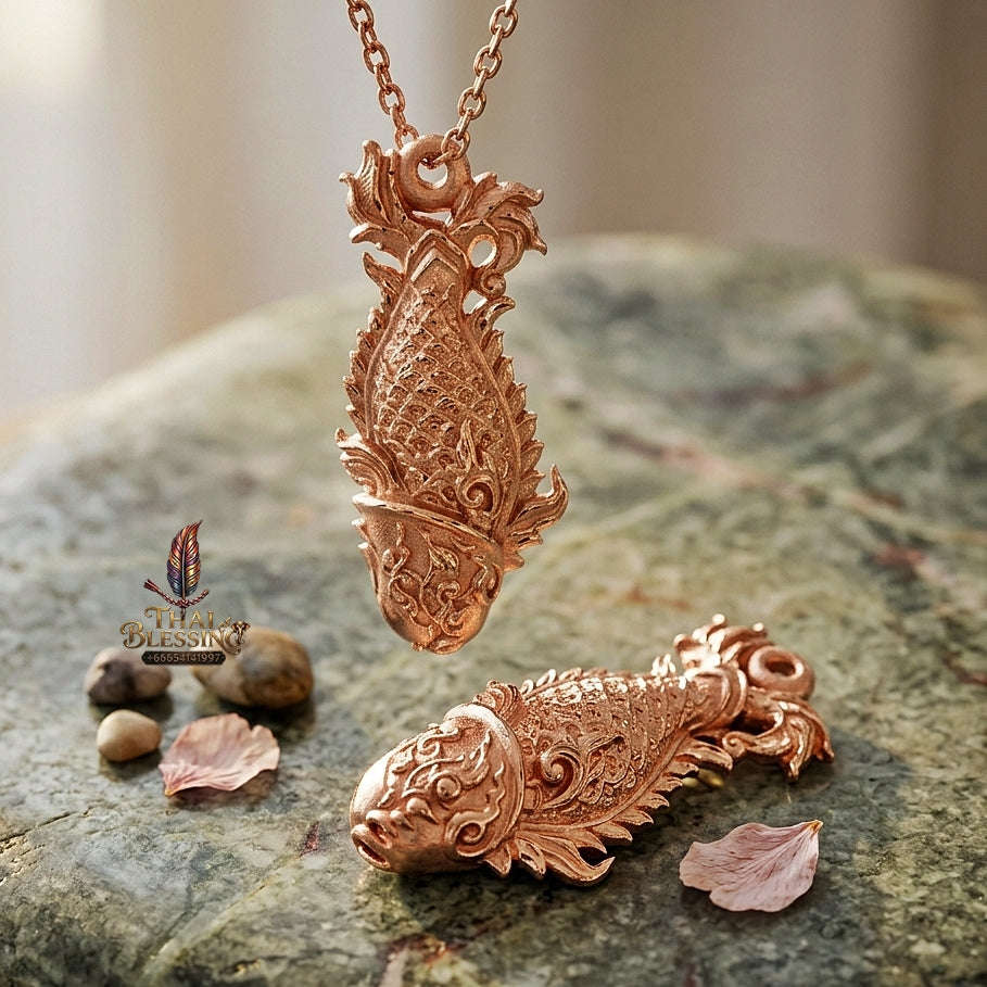 Sacred Palad Khik Pla Wealth Attraction Amulet (Pink Gold) – Pho Than Khiao BE 2563 Thai Blessing Co By RURUECHA