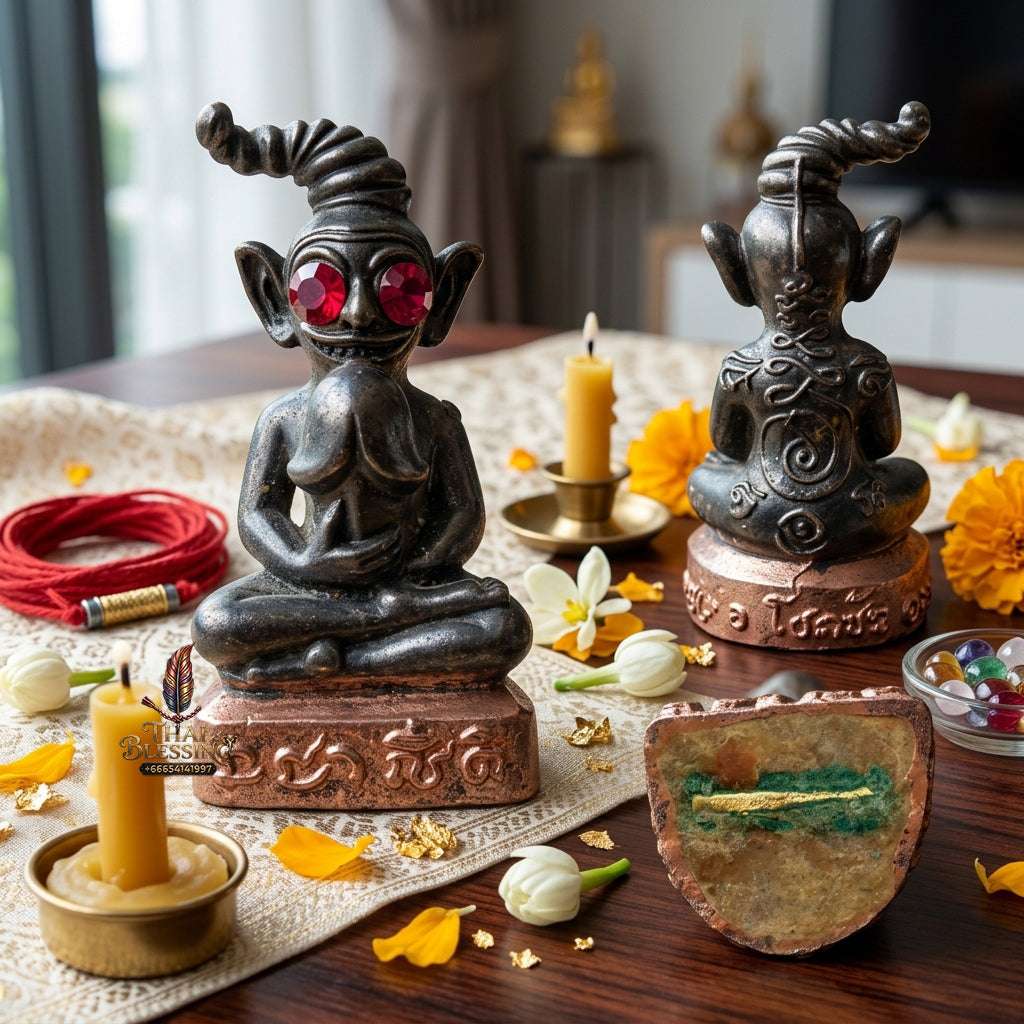 💰 Sacred "Phaya Ngang": "Khot Ruay" (Extremely Wealthy) Edition – Black Rhodium Body with Pink Gold (Nak) Base – Consecrated by Kruba Chokchai, Thung Nong Suea Dharma Sanctuary (2023) Thai Blessing Co By RURUECHA