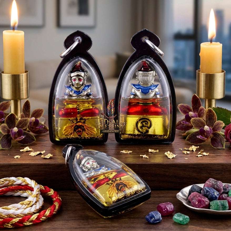 ✨ Sacred "Phaya Ngang Maeng Wan Kham" (Golden Fly Ngang): White Gold Alloy & Enamel Edition, Encased in "Wahn Dok Thong" Sacred Oil – Consecrated by Kruba Khamfan, Wat Kor Chok, Chiang Mai (2025) Thai Blessing Co By RURUECHA