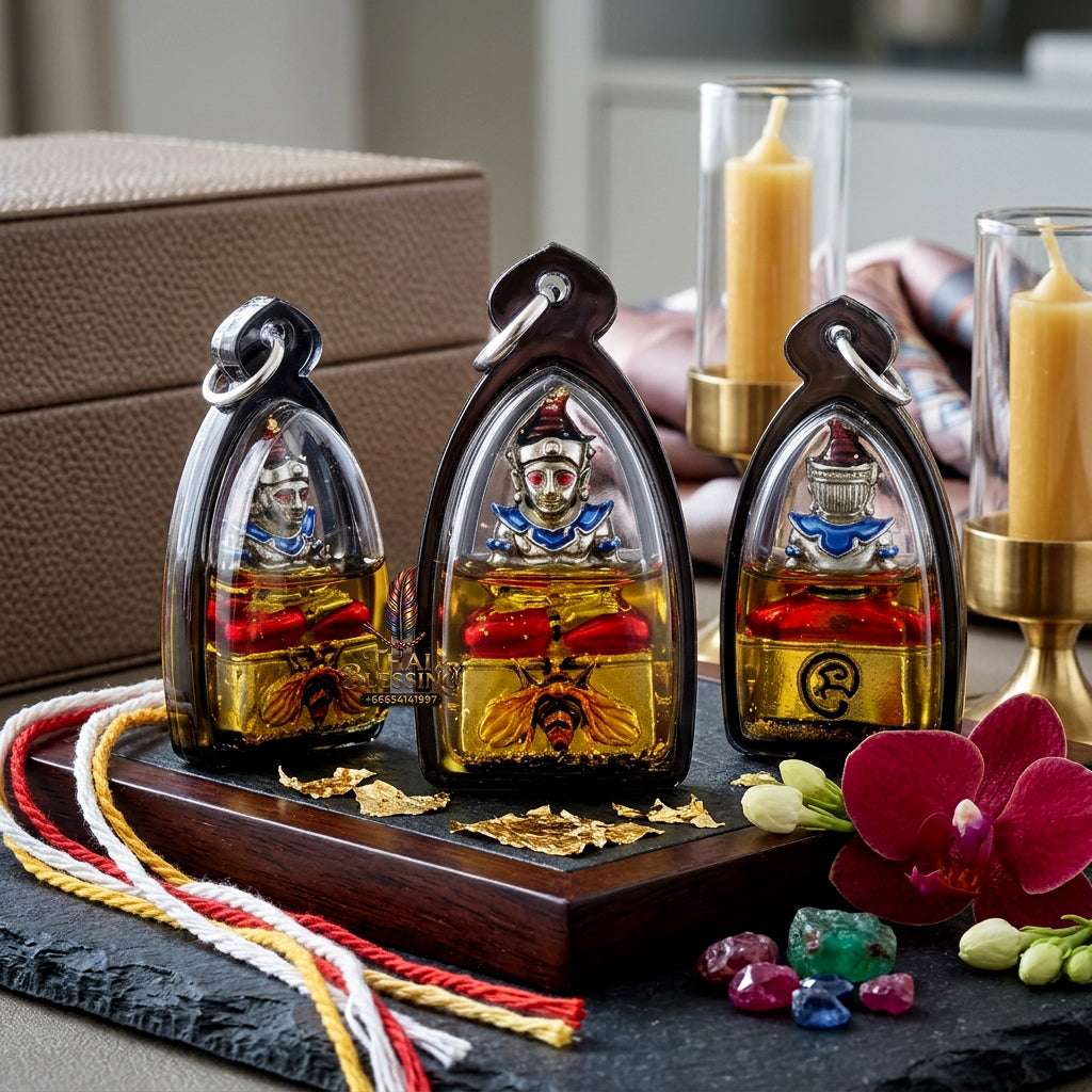 ✨ Sacred "Phaya Ngang Maeng Wan Kham" (Golden Fly Ngang): White Gold Alloy & Enamel Edition, Encased in "Wahn Dok Thong" Sacred Oil – Consecrated by Kruba Khamfan, Wat Kor Chok, Chiang Mai (2025) Thai Blessing Co By RURUECHA