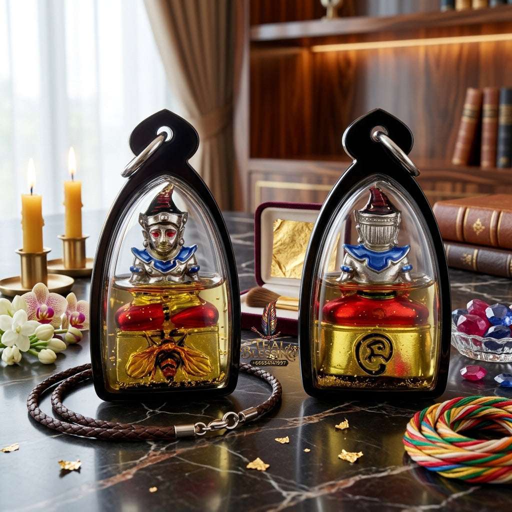 ✨ Sacred "Phaya Ngang Maeng Wan Kham" (Golden Fly Ngang): White Gold Alloy & Enamel Edition, Encased in "Wahn Dok Thong" Sacred Oil – Consecrated by Kruba Khamfan, Wat Kor Chok, Chiang Mai (2025) Thai Blessing Co By RURUECHA