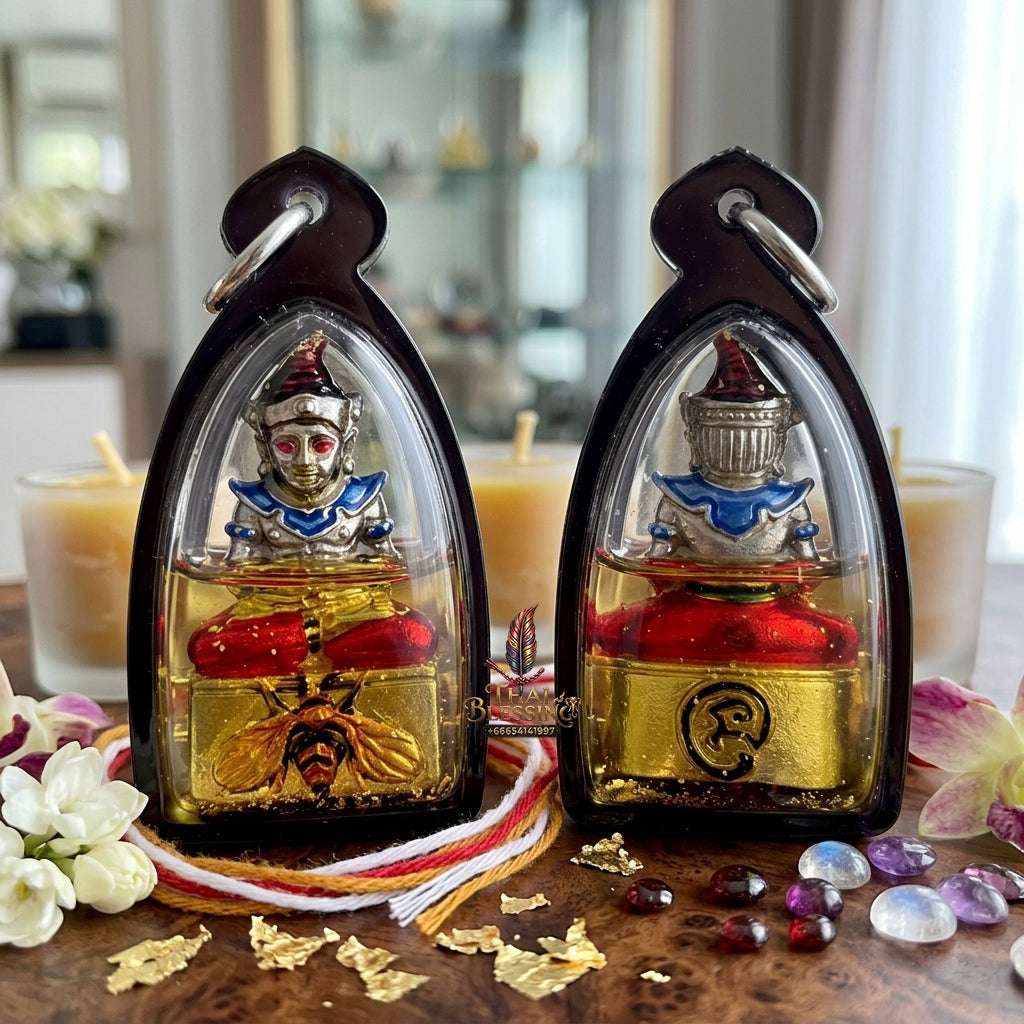 ✨ Sacred "Phaya Ngang Maeng Wan Kham" (Golden Fly Ngang): White Gold Alloy & Enamel Edition, Encased in "Wahn Dok Thong" Sacred Oil – Consecrated by Kruba Khamfan, Wat Kor Chok, Chiang Mai (2025) Thai Blessing Co By RURUECHA
