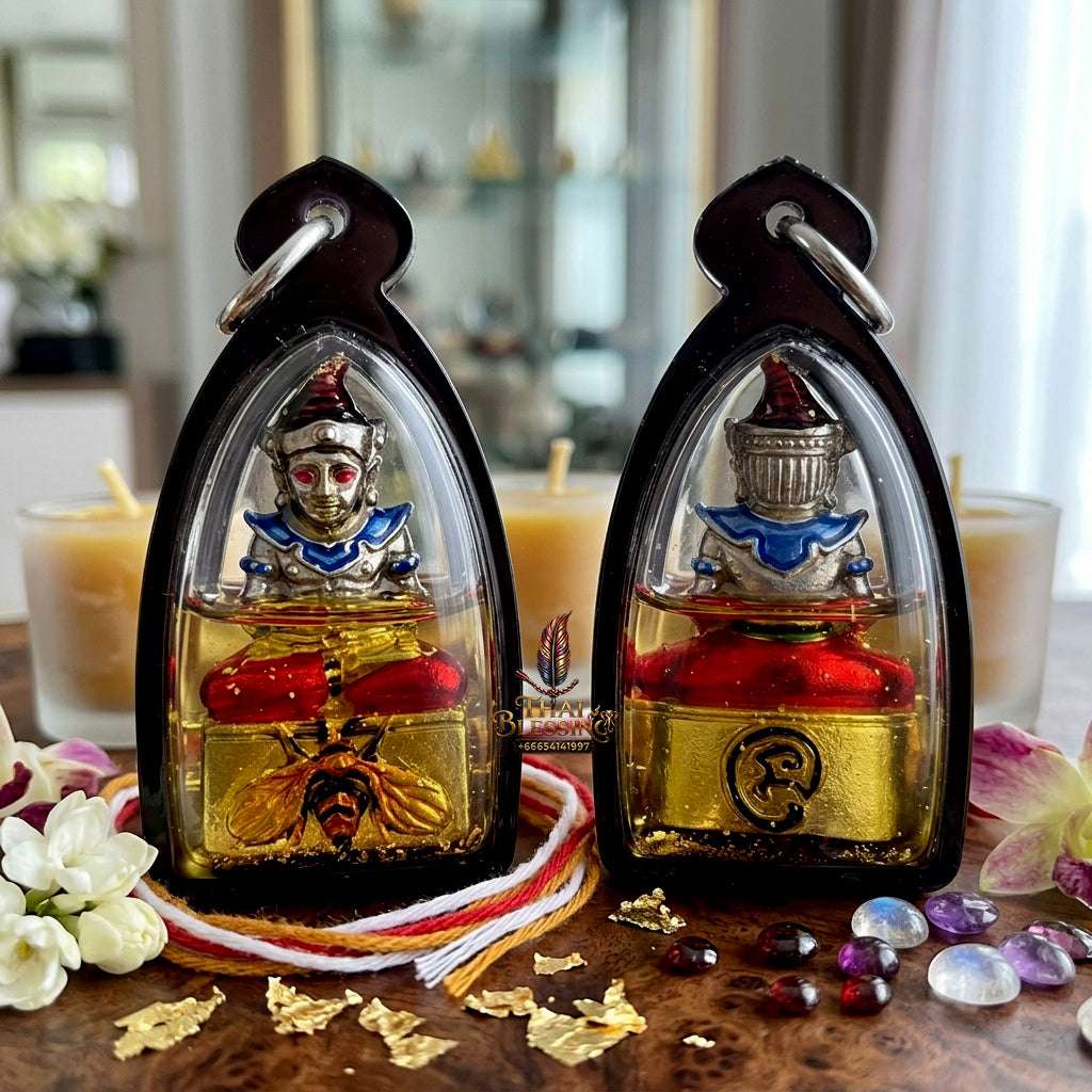 ✨ Sacred "Phaya Ngang Maeng Wan Kham" (Golden Fly Ngang): White Gold Alloy & Enamel Edition, Encased in "Wahn Dok Thong" Sacred Oil – Consecrated by Kruba Khamfan, Wat Kor Chok, Chiang Mai (2025) Thai Blessing Co By RURUECHA