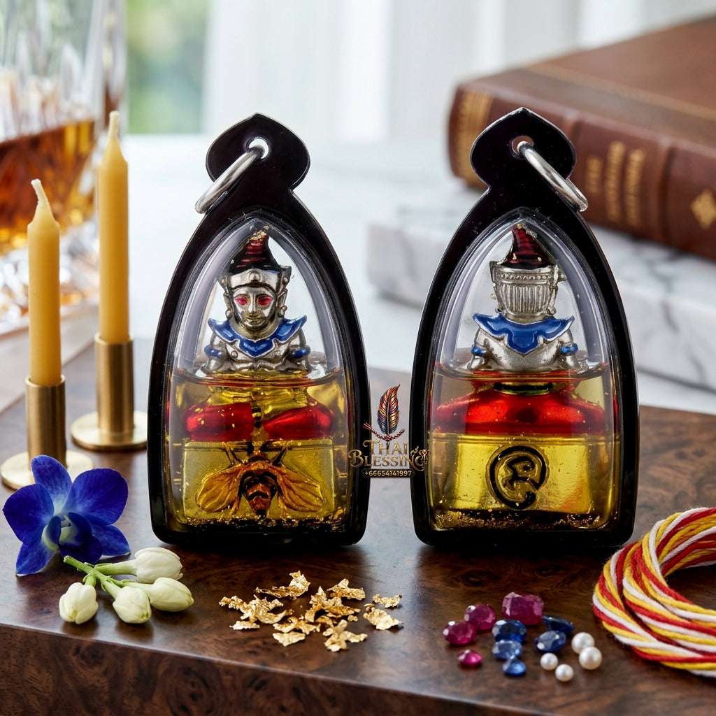 ✨ Sacred "Phaya Ngang Maeng Wan Kham" (Golden Fly Ngang): White Gold Alloy & Enamel Edition, Encased in "Wahn Dok Thong" Sacred Oil – Consecrated by Kruba Khamfan, Wat Kor Chok, Chiang Mai (2025) Thai Blessing Co By RURUECHA
