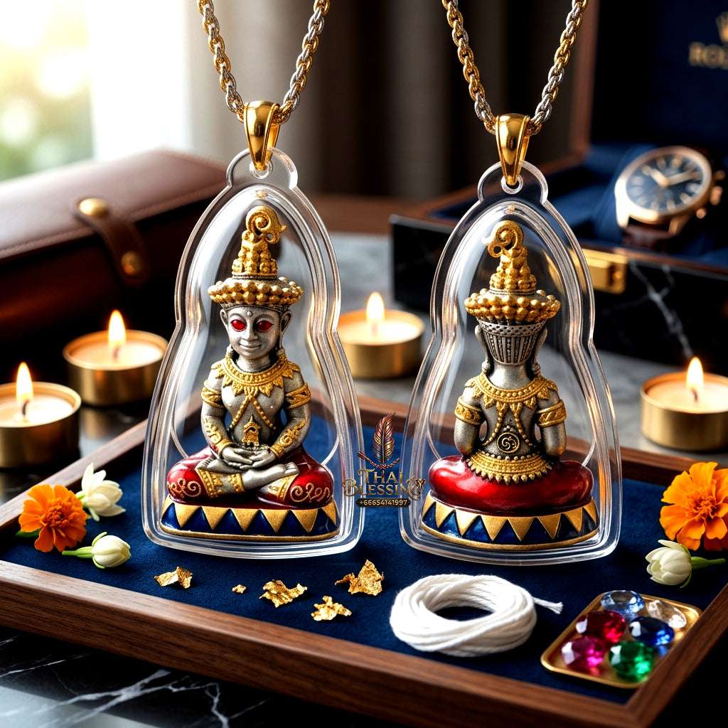 ✨ Sacred "Phaya Ngang Sap Saneha" (The Wealth & Seduction Ngang): Satin Silver Bronze Edition – Consecrated by Luang Phor Mian, Wat Ban Ja Niang (2023) Thai Blessing Co By RURUECHA