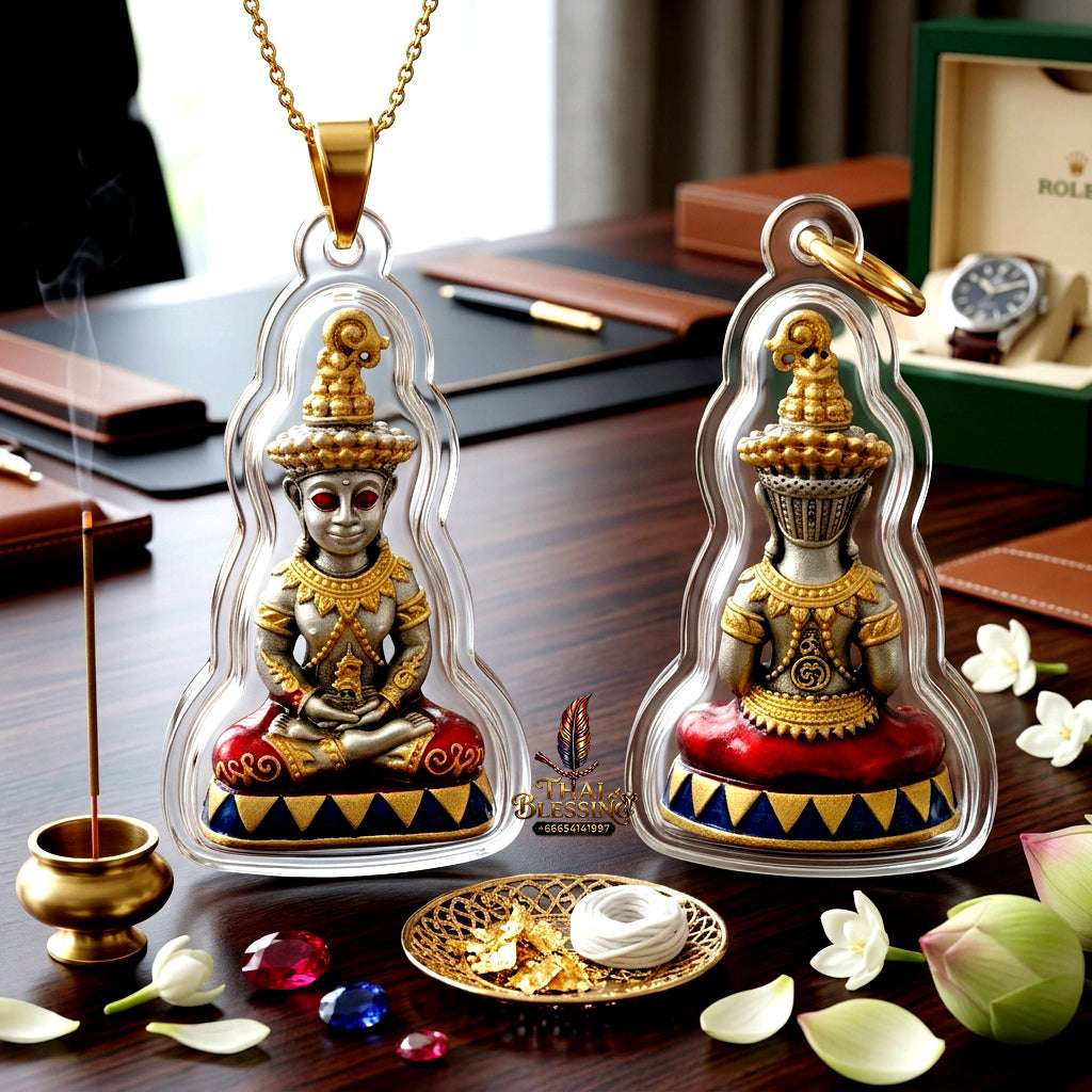 ✨ Sacred "Phaya Ngang Sap Saneha" (The Wealth & Seduction Ngang): Satin Silver Bronze Edition – Consecrated by Luang Phor Mian, Wat Ban Ja Niang (2023) Thai Blessing Co By RURUECHA