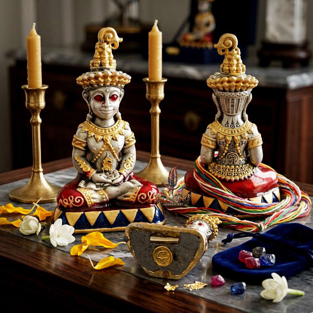 ✨ Sacred "Phaya Ngang Sap Saneha" (The Wealth & Seduction Ngang): Satin Silver Bronze Edition – Consecrated by Luang Phor Mian, Wat Ban Ja Niang (2023) Thai Blessing Co By RURUECHA