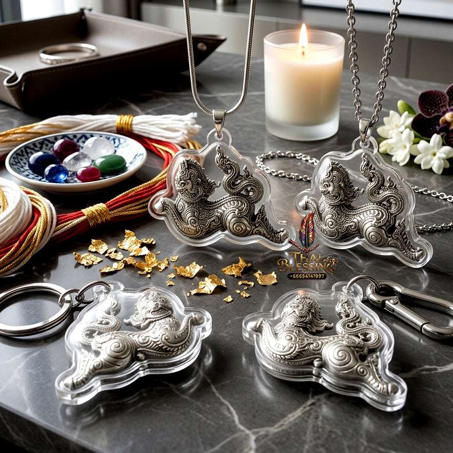 ✨ Sacred "Phet Phaya Thon" (Celestial Spirit of Love): Alpaca Silver Edition – Consecrated by Luang Phor Sa-ne, Wat Chiang Khang (2017) Thai Blessing Co By RURUECHA