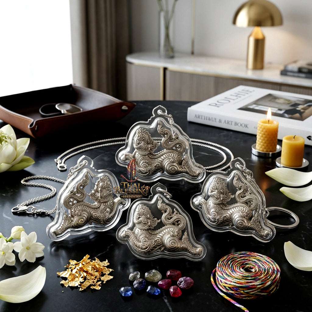 ✨ Sacred "Phet Phaya Thon" (Celestial Spirit of Love): Alpaca Silver Edition – Consecrated by Luang Phor Sa-ne, Wat Chiang Khang (2017) Thai Blessing Co By RURUECHA