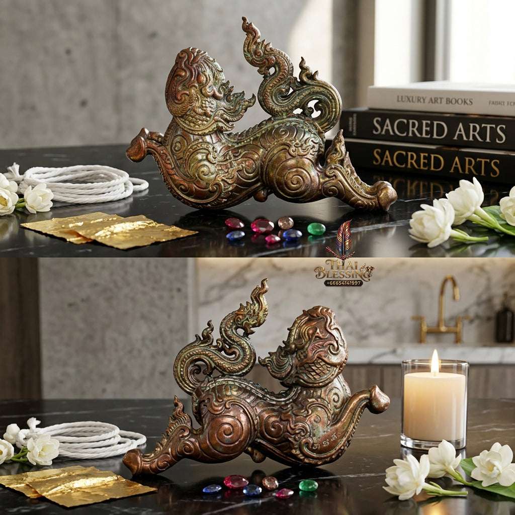 ✨ Sacred "Phet Phaya Thorn" (Celestial Love Spirit): Bronze Edition – Consecrated by Luang Phor Sa-neh, Wat Chiang Khang (2017) Thai Blessing Co By RURUECHA