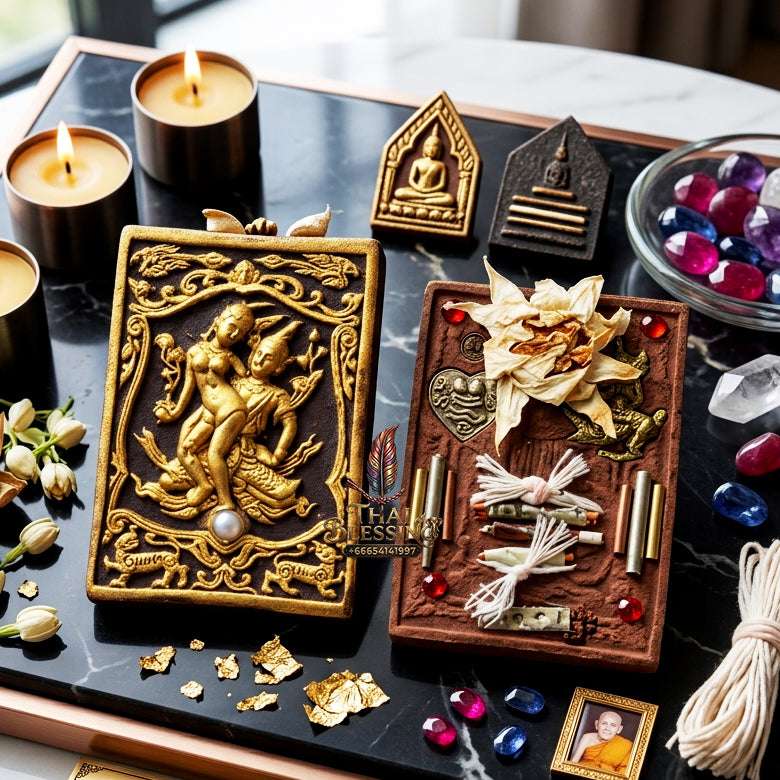 ✨ Sacred "Phet Phaya Thorn" (Celestial Love Spirit): Herb Powder with Gold-Leaf Accent – Consecrated by Luang Pu Phan, Wat Wang Phae (2017) Thai Blessing Co By RURUECHA