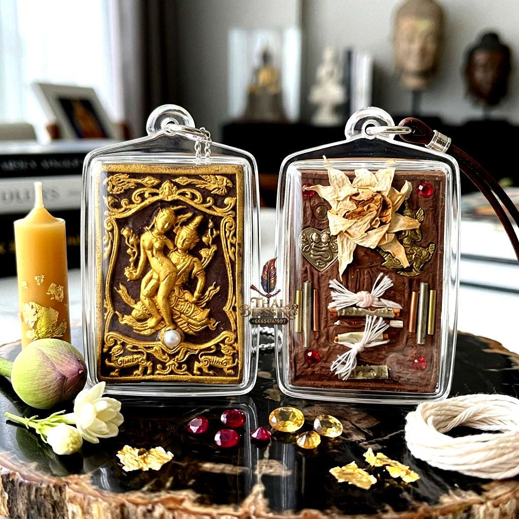 ✨ Sacred "Phet Phaya Thorn" (Celestial Love Spirit): Herb Powder with Gold-Leaf Accent – Consecrated by Luang Pu Phan, Wat Wang Phae (2017) Thai Blessing Co By RURUECHA
