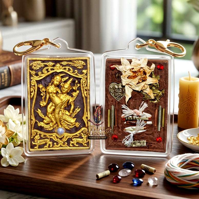 ✨ Sacred "Phet Phaya Thorn" (Celestial Love Spirit): Herb Powder with Gold-Leaf Accent – Consecrated by Luang Pu Phan, Wat Wang Phae (2017) Thai Blessing Co By RURUECHA