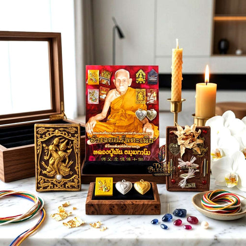 ✨ Sacred "Phet Phaya Thorn" (Celestial Love Spirit): Herb Powder with Gold-Leaf Accent – Consecrated by Luang Pu Phan, Wat Wang Phae (2017) Thai Blessing Co By RURUECHA