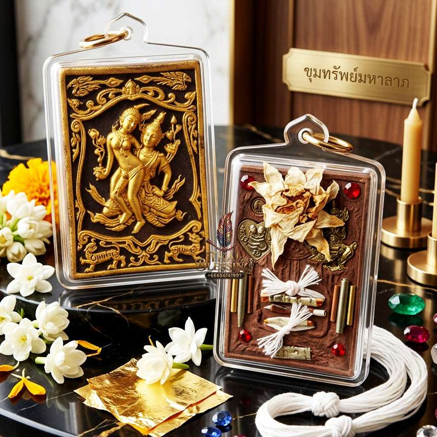 ✨ Sacred "Phet Phaya Thorn" (Celestial Love Spirit): Herb Powder with Gold-Leaf Accent – Consecrated by Luang Pu Phan, Wat Wang Phae (2017) Thai Blessing Co By RURUECHA