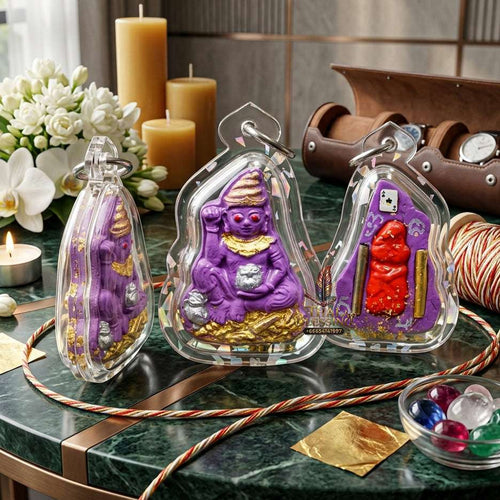 🔮 Sacred "Pho Ngang Nua Duang" (Master Above Destiny): Purple Charm Powder in Mystical Oil – Consecrated by Phra Ajarn Pom, Wat Sahakon Thung Mai (2025) Thai Blessing Co By RURUECHA