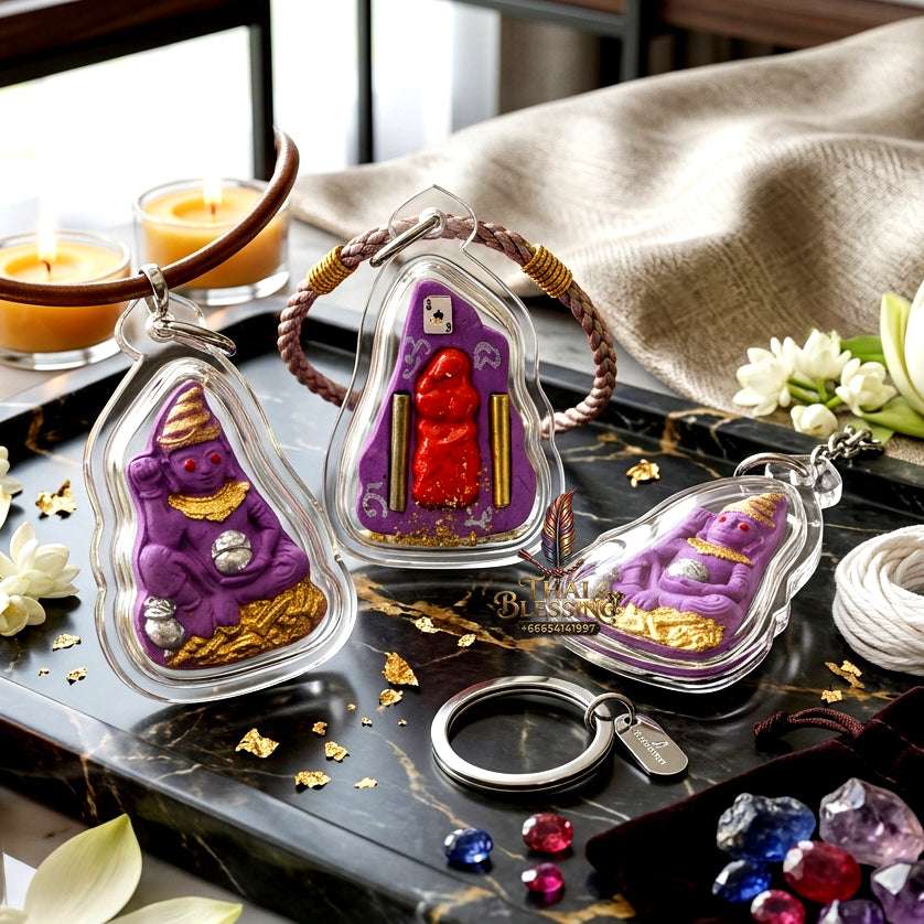 🔮 Sacred "Pho Ngang Nua Duang" (Master Above Destiny): Purple Charm Powder in Mystical Oil – Consecrated by Phra Ajarn Pom, Wat Sahakon Thung Mai (2025) Thai Blessing Co By RURUECHA