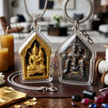💖 Sacred "Phra Khun Phaen Oom Nang" (Khun Phaen Holding Lady) with Pho Per – "1 Billionaire" Edition: Black Herb Powder with Gold Accents – Consecrated by Luang Pu Key, Wat Si Lam Yong (2008) Thai Blessing Co By RURUECHA