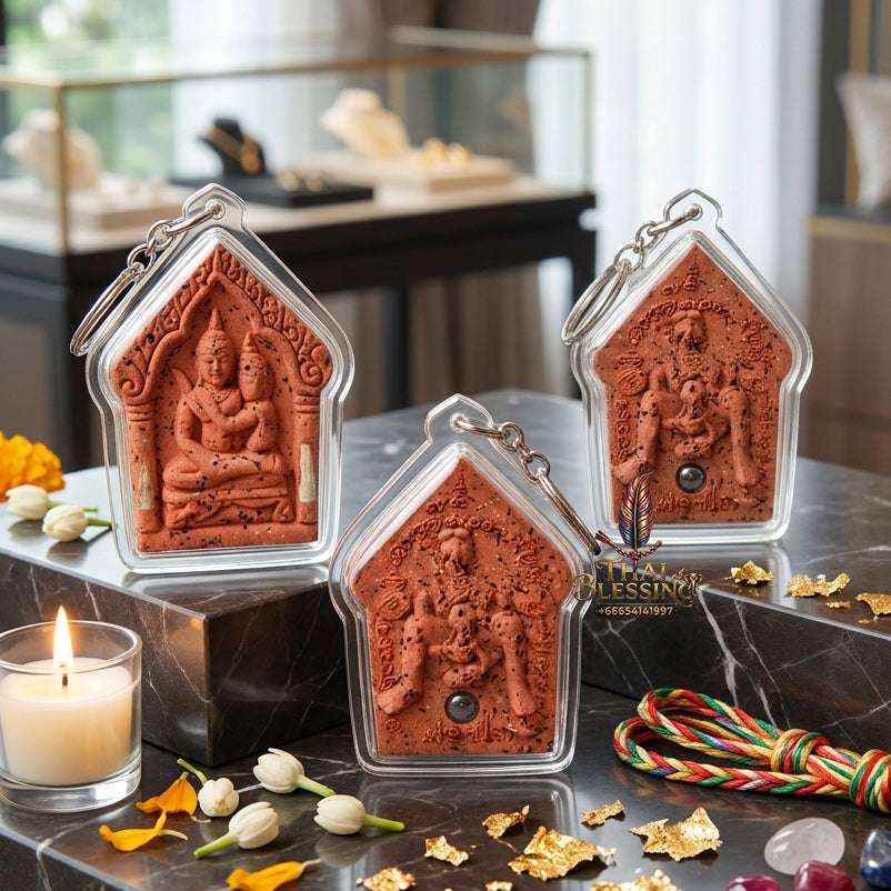 💖 Sacred "Phra Khun Phaen Oom Nang" (Khun Phaen Holding Lady) with Pho Per – "1 Billionaire" Edition: Red Sacred Herb Powder – Consecrated by Luang Pu Key, Wat Si Lam Yong (2008) Thai Blessing Co By RURUECHA