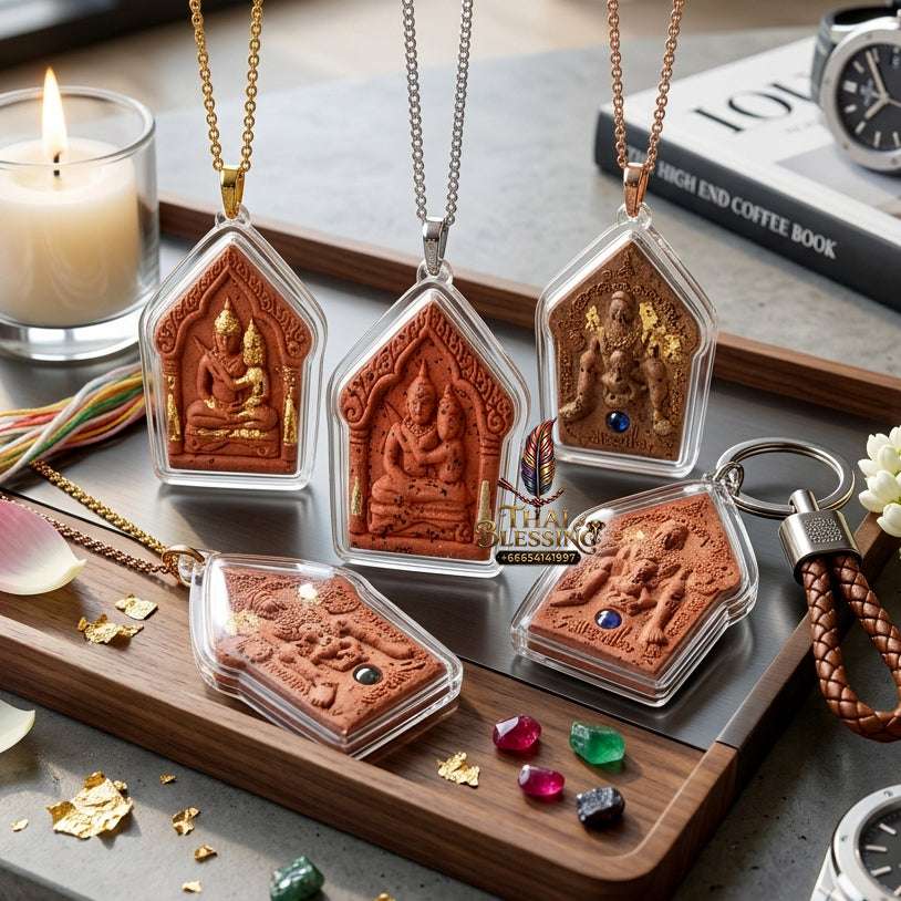 💖 Sacred "Phra Khun Phaen Oom Nang" (Khun Phaen Holding Lady) with Pho Per – "1 Billionaire" Edition: Red Sacred Herb Powder – Consecrated by Luang Pu Key, Wat Si Lam Yong (2008) Thai Blessing Co By RURUECHA