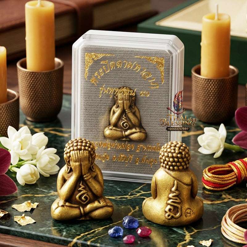 ✨ Sacred Phra Pidta 'Maha Lap' Amulet: 'Phuttha Khun 90' Wealth Edition (Copper) by Phor Than Phong – Authentic Thai Talisman Thai Blessing Co By RURUECHA