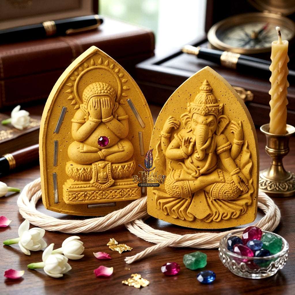 📿 Sacred "Phra Pidta Maha Prap" (Great Victory Close-Eyes Amulet): Lucky Powder Edition – Consecrated by Luang Pu Sai Thong, Wat Sawang Arom (2015) Thai Blessing Co By RURUECHA