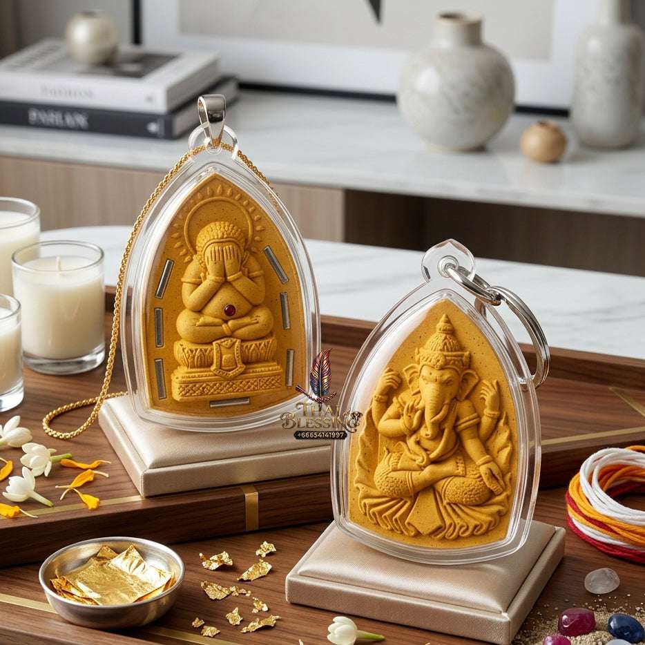 📿 Sacred "Phra Pidta Maha Prap" (Great Victory Close-Eyes Amulet): Lucky Powder Edition – Consecrated by Luang Pu Sai Thong, Wat Sawang Arom (2015) Thai Blessing Co By RURUECHA
