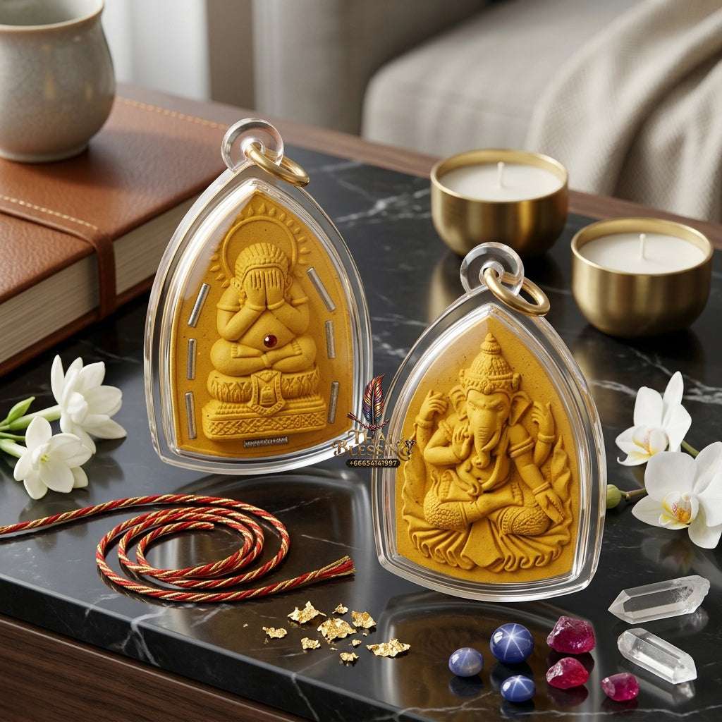 📿 Sacred "Phra Pidta Maha Prap" (Great Victory Close-Eyes Amulet): Lucky Powder Edition – Consecrated by Luang Pu Sai Thong, Wat Sawang Arom (2015) Thai Blessing Co By RURUECHA